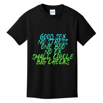 Good Sex No Stress One Boo No Ex Small Circle Back Motif Kids T-Shirt