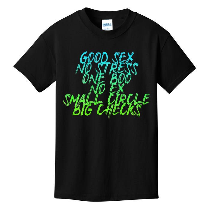 Good Sex No Stress One Boo No Ex Small Circle Back Motif Kids T-Shirt