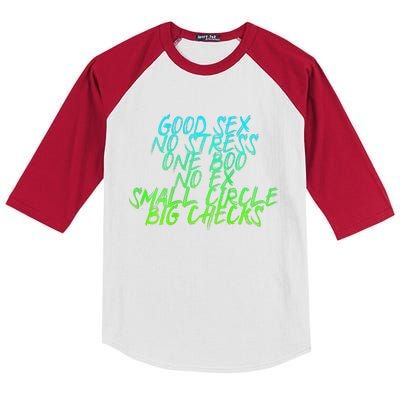 Good Sex No Stress One Boo No Ex Small Circle Back Motif Kids Colorblock Raglan Jersey