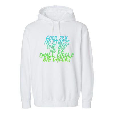 Good Sex No Stress One Boo No Ex Small Circle Back Motif Garment-Dyed Fleece Hoodie