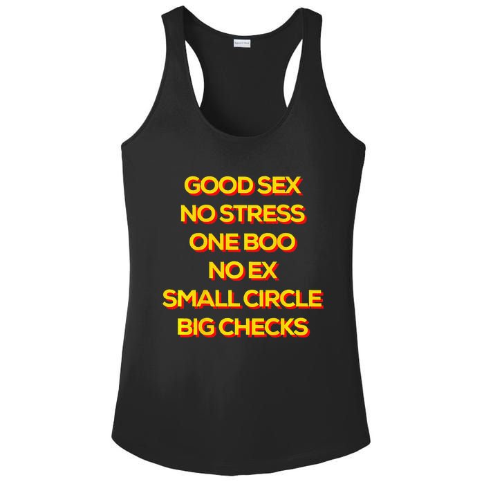 Good Sex No Stress One Boo No Ex Small Circle Big Checks Ladies PosiCharge Competitor Racerback Tank