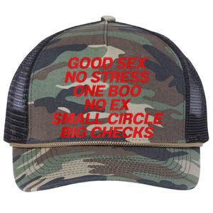 Good Sex No Stress One Boo No Ex Small Circle Big Checks Retro Rope Trucker Hat Cap