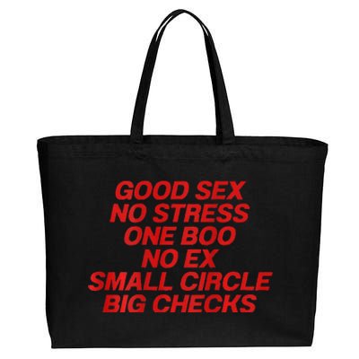 Good Sex No Stress One Boo No Ex Small Circle Big Checks Cotton Canvas Jumbo Tote