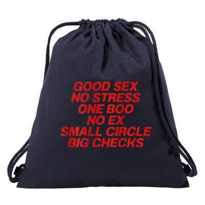 Good Sex No Stress One Boo No Ex Small Circle Big Checks Drawstring Bag