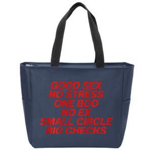 Good Sex No Stress One Boo No Ex Small Circle Big Checks Zip Tote Bag