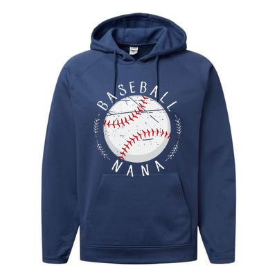 Grandmother Sports Nana Baseball Mother Performance Fleece Hoodie