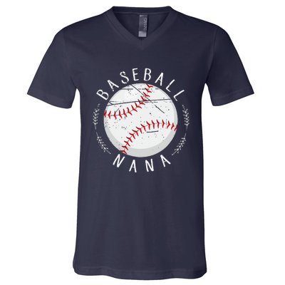 Grandmother Sports Nana Baseball Mother V-Neck T-Shirt