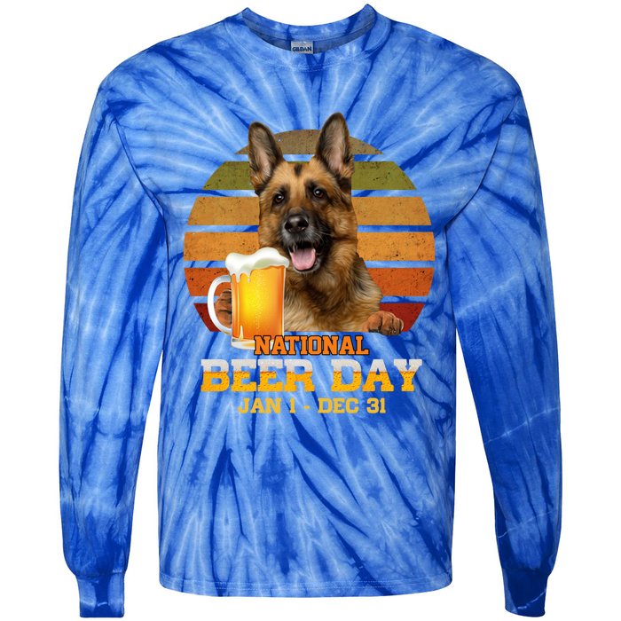 Ger Shepherd National Beer Day Jan 1 Dec 31 Beer Meaningful Gift Tie-Dye Long Sleeve Shirt