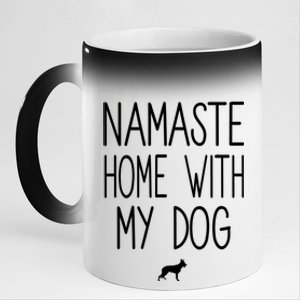 Ger Shepherd Namaste Home With My Dog Yoga Meditation Gift 11oz Black Color Changing Mug