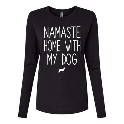 Ger Shepherd Namaste Home With My Dog Yoga Meditation Gift Womens Cotton Relaxed Long Sleeve T-Shirt