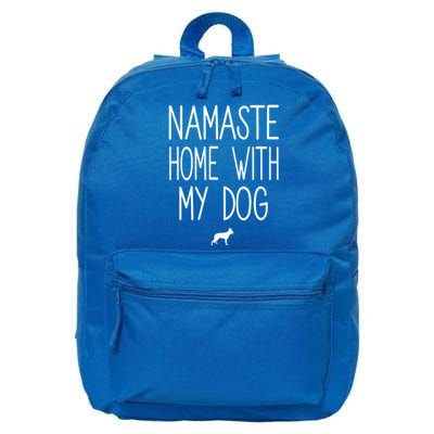 Ger Shepherd Namaste Home With My Dog Yoga Meditation Gift 16 in Basic Backpack