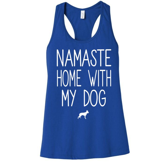 Ger Shepherd Namaste Home With My Dog Yoga Meditation Gift Women's Racerback Tank