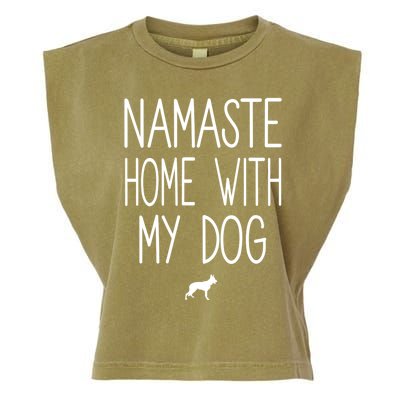 Ger Shepherd Namaste Home With My Dog Yoga Meditation Gift Garment-Dyed Women's Muscle Tee