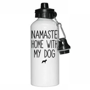 Ger Shepherd Namaste Home With My Dog Yoga Meditation Gift Aluminum Water Bottle