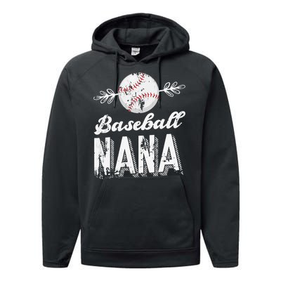 Grandmother Sports Nana Baseball Mother Performance Fleece Hoodie