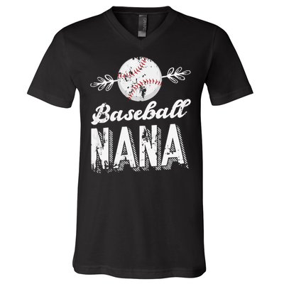 Grandmother Sports Nana Baseball Mother V-Neck T-Shirt