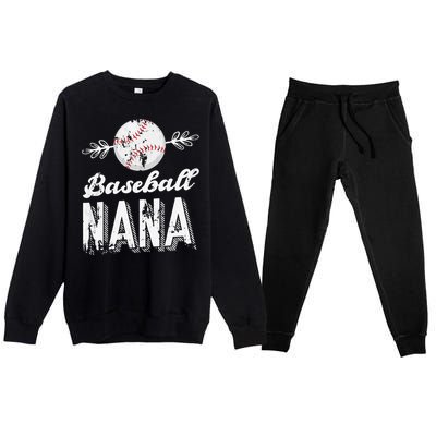 Grandmother Sports Nana Baseball Mother Premium Crewneck Sweatsuit Set