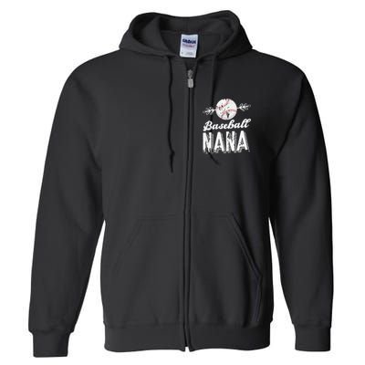 Grandmother Sports Nana Baseball Mother Full Zip Hoodie