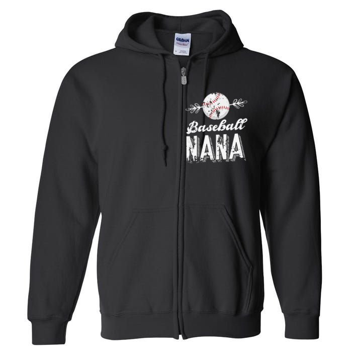 Grandmother Sports Nana Baseball Mother Full Zip Hoodie