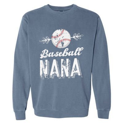 Grandmother Sports Nana Baseball Mother Garment-Dyed Sweatshirt