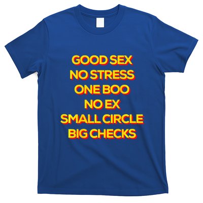 Good Sex No Stress One Boo No Ex Small Circle Big Checks T-Shirt