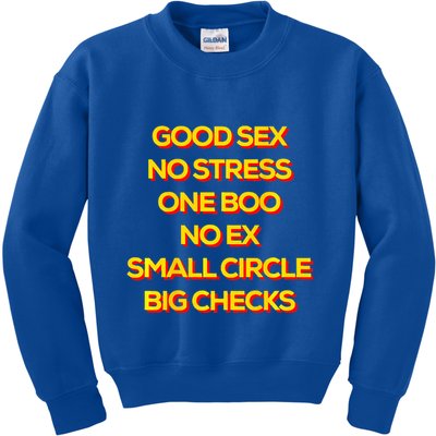 Good Sex No Stress One Boo No Ex Small Circle Big Checks Kids Sweatshirt