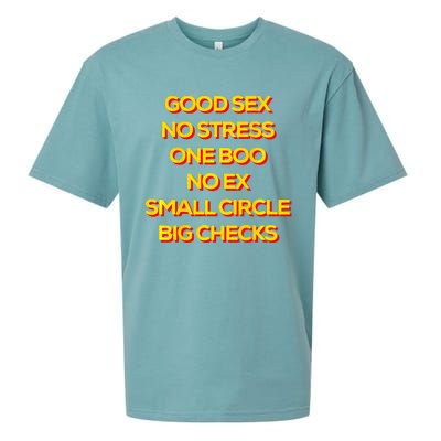 Good Sex No Stress One Boo No Ex Small Circle Big Checks Sueded Cloud Jersey T-Shirt