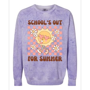 Groovy Schools Out For Summer Colorblast Crewneck Sweatshirt