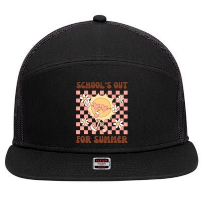 Groovy Schools Out For Summer 7 Panel Mesh Trucker Snapback Hat