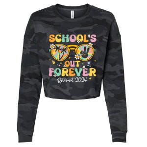 Groovy SchoolS Out Forever Retirement 2024 Retired Teacher Cropped Pullover Crew