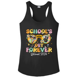 Groovy SchoolS Out Forever Retirement 2024 Retired Teacher Ladies PosiCharge Competitor Racerback Tank