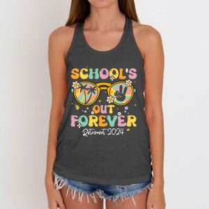 Groovy SchoolS Out Forever Retirement 2024 Retired Teacher Women's Knotted Racerback Tank