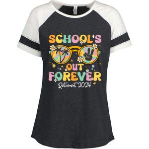 Groovy SchoolS Out Forever Retirement 2024 Retired Teacher Enza Ladies Jersey Colorblock Tee