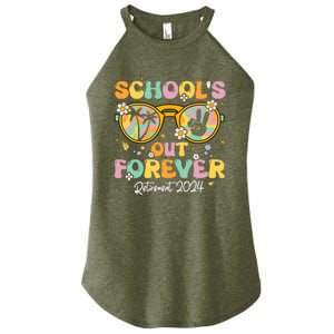 Groovy SchoolS Out Forever Retirement 2024 Retired Teacher Women's Perfect Tri Rocker Tank