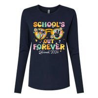 Groovy SchoolS Out Forever Retirement 2024 Retired Teacher Womens Cotton Relaxed Long Sleeve T-Shirt