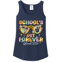 Groovy SchoolS Out Forever Retirement 2024 Retired Teacher Ladies Essential Tank