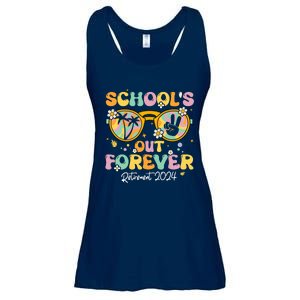 Groovy SchoolS Out Forever Retirement 2024 Retired Teacher Ladies Essential Flowy Tank