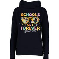 Groovy SchoolS Out Forever Retirement 2024 Retired Teacher Womens Funnel Neck Pullover Hood