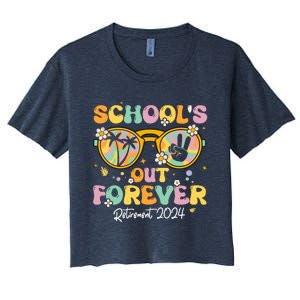 Groovy SchoolS Out Forever Retirement 2024 Retired Teacher Women's Crop Top Tee