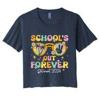 Groovy SchoolS Out Forever Retirement 2024 Retired Teacher Women's Crop Top Tee