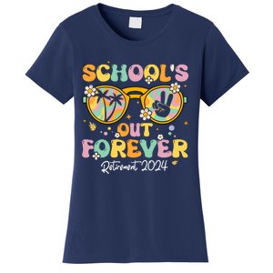 Groovy SchoolS Out Forever Retirement 2024 Retired Teacher Women's T-Shirt