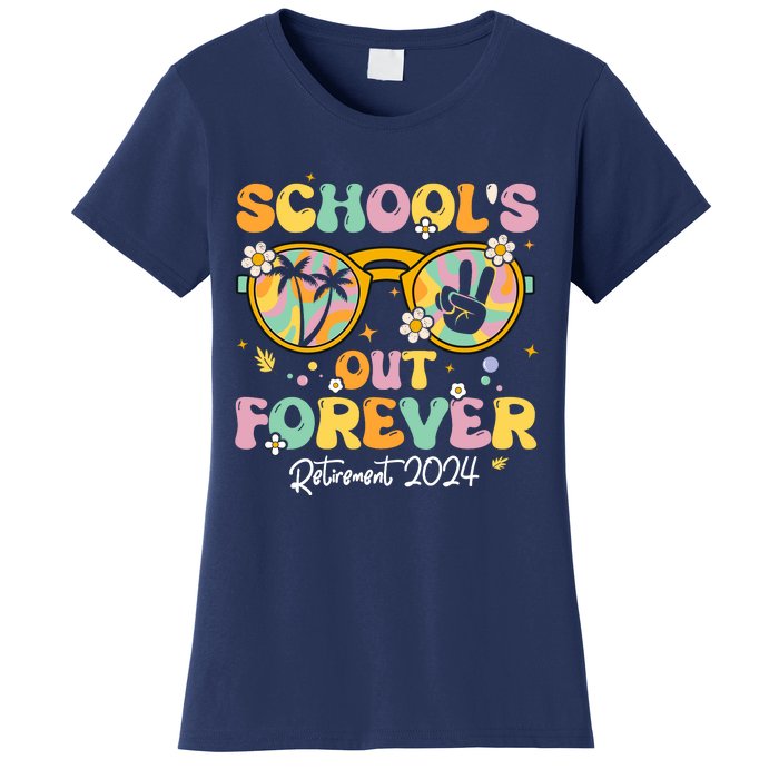 Groovy SchoolS Out Forever Retirement 2024 Retired Teacher Women's T-Shirt