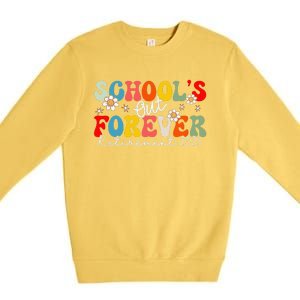 Groovy SchoolS Out Forever Retirement 2025 Retired Teacher Love Premium Crewneck Sweatshirt