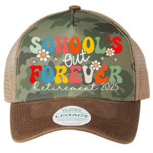 Groovy SchoolS Out Forever Retirement 2025 Retired Teacher Love Legacy Tie Dye Trucker Hat