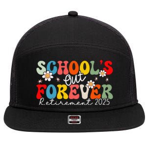 Groovy SchoolS Out Forever Retirement 2025 Retired Teacher Love 7 Panel Mesh Trucker Snapback Hat