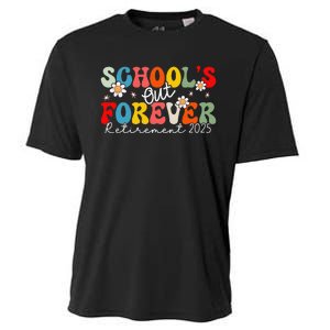 Groovy SchoolS Out Forever Retirement 2025 Retired Teacher Love Cooling Performance Crew T-Shirt