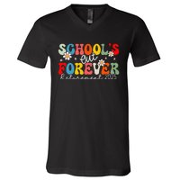 Groovy SchoolS Out Forever Retirement 2025 Retired Teacher Love V-Neck T-Shirt