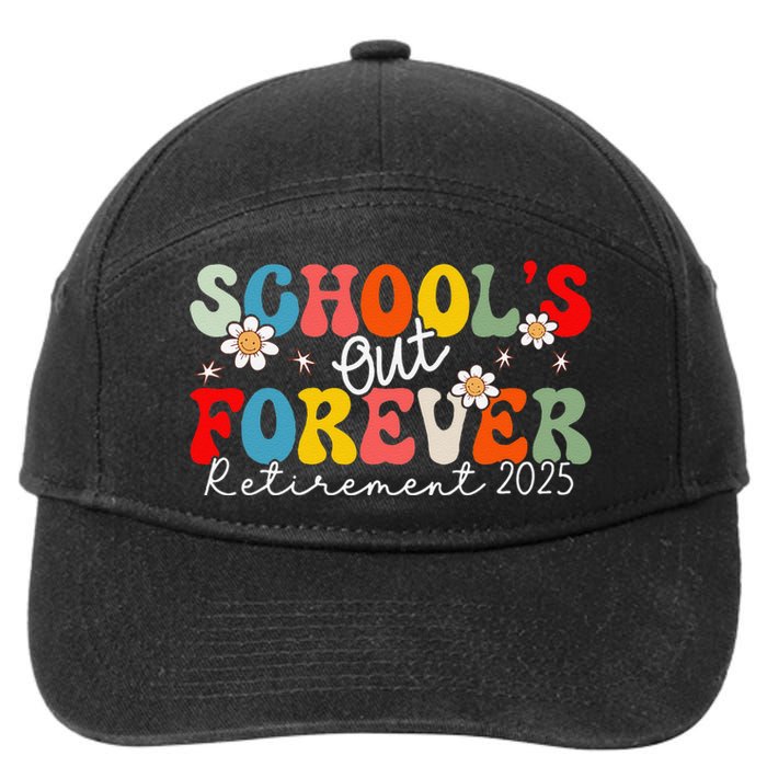 Groovy SchoolS Out Forever Retirement 2025 Retired Teacher Love 7-Panel Snapback Hat