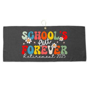 Groovy SchoolS Out Forever Retirement 2025 Retired Teacher Love Large Microfiber Waffle Golf Towel