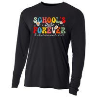 Groovy SchoolS Out Forever Retirement 2025 Retired Teacher Love Cooling Performance Long Sleeve Crew